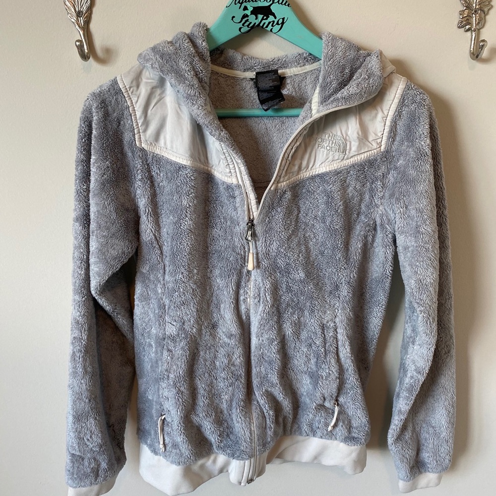 The North Face Gray & White Fleece Zip Hoodie